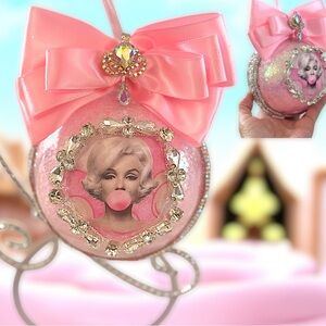 Christmas Ornament, Pink Holiday Ornament, Marilyn Monroe, Hollywood Icon, Bling